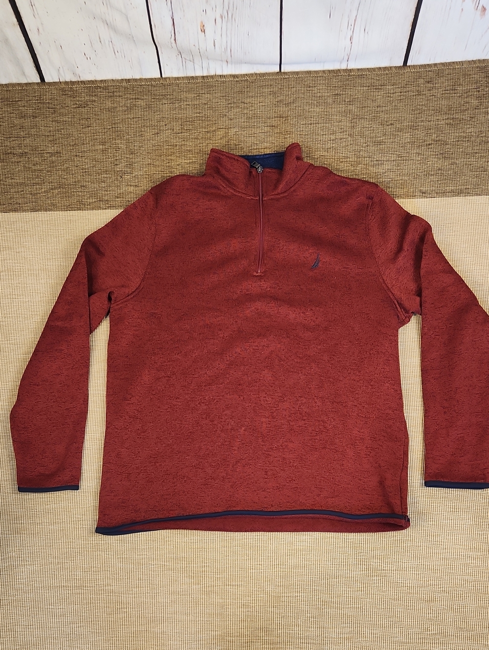 Nautica Quarter Zip Sweater XL Dark Rust